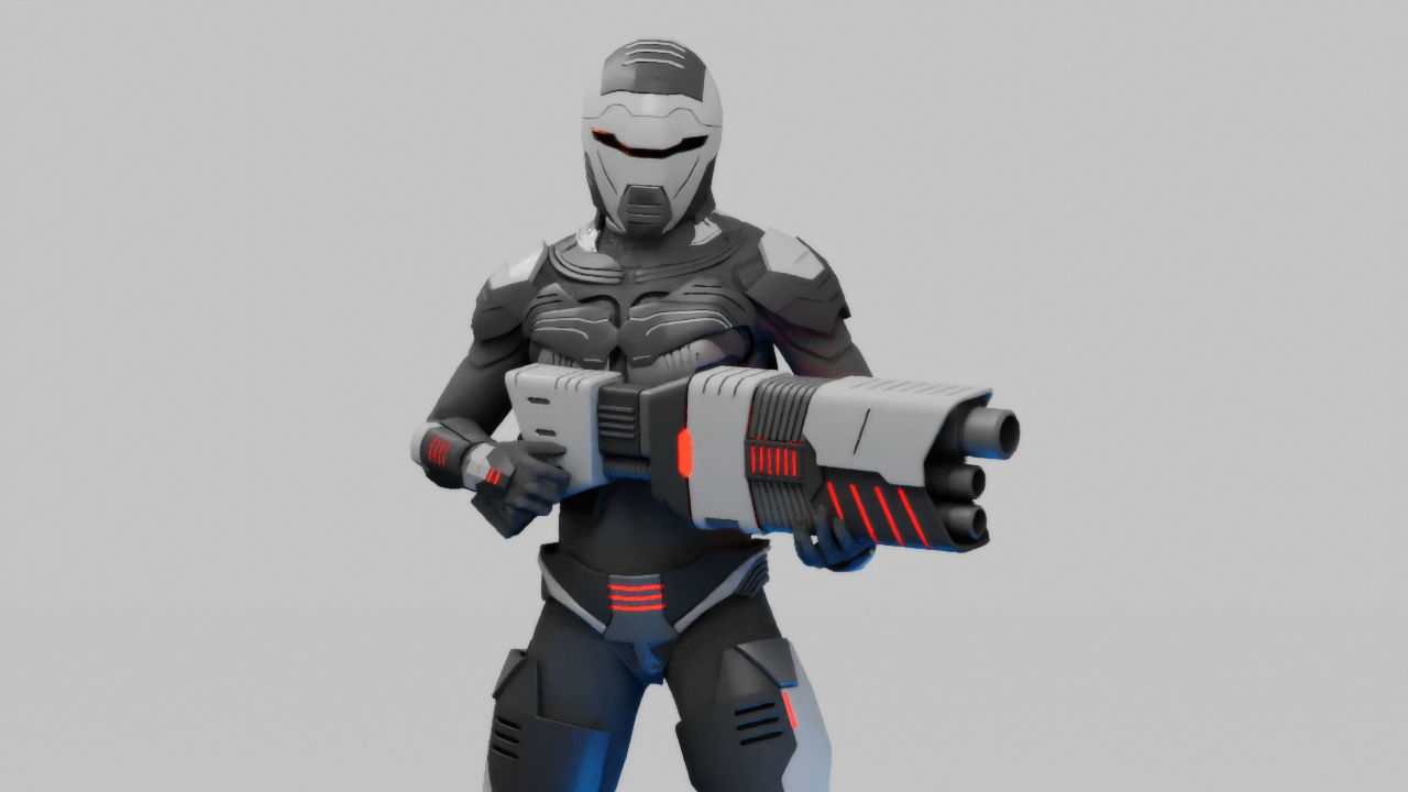 sci-fi trooper rigged - animated character 3D model_4