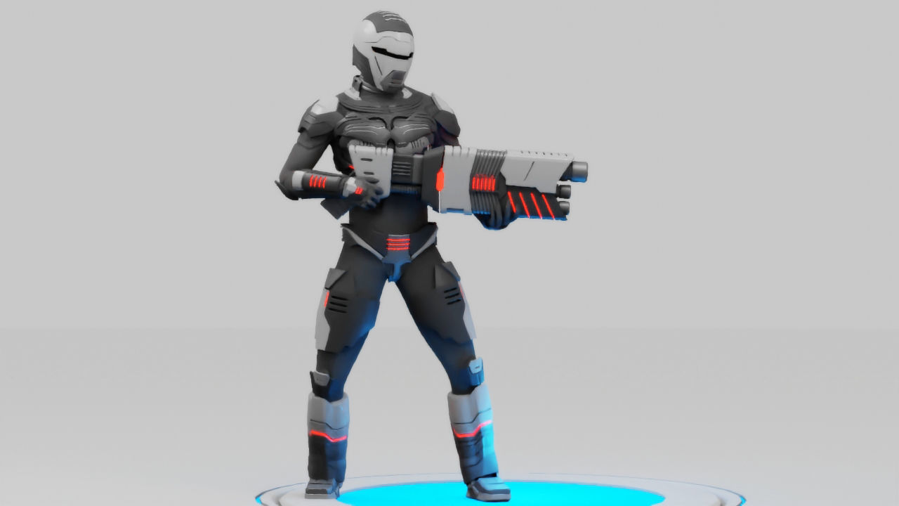 sci-fi trooper rigged - animated character 3D model_1