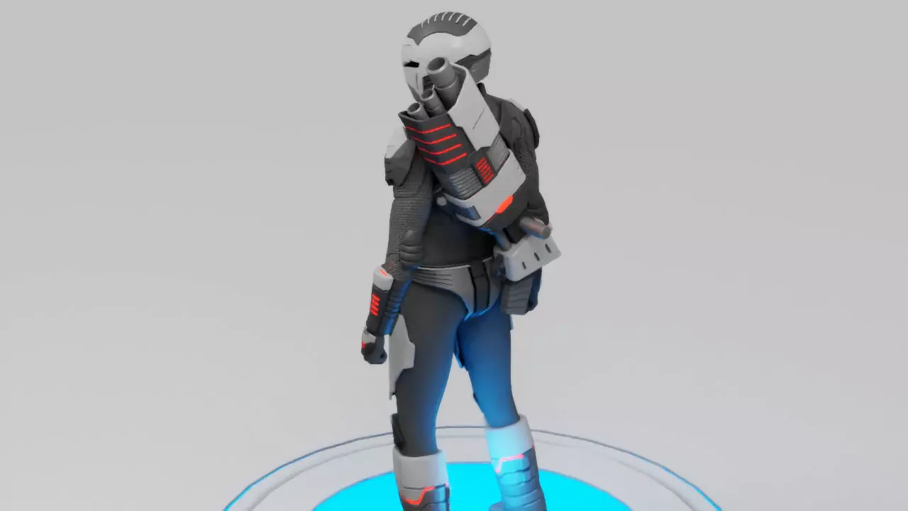sci-fi trooper rigged - animated character 3D model_0