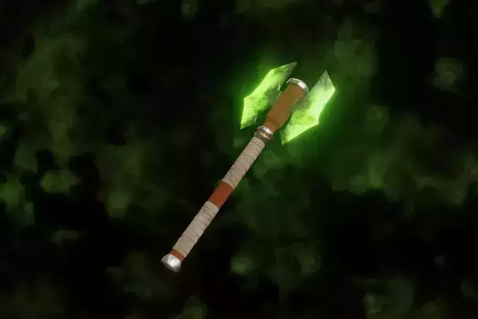 Double Bit Poison Axe - Elemental Battle Axe - Model 01