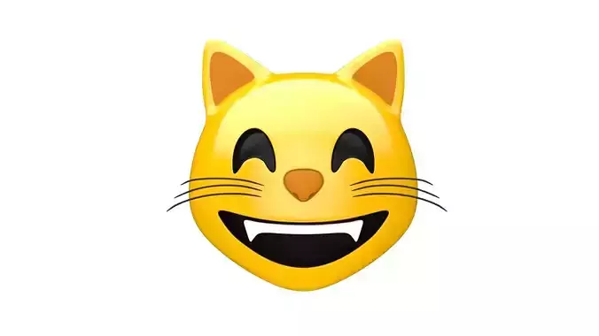 Apple Grinning Cat with Smiling Eyes