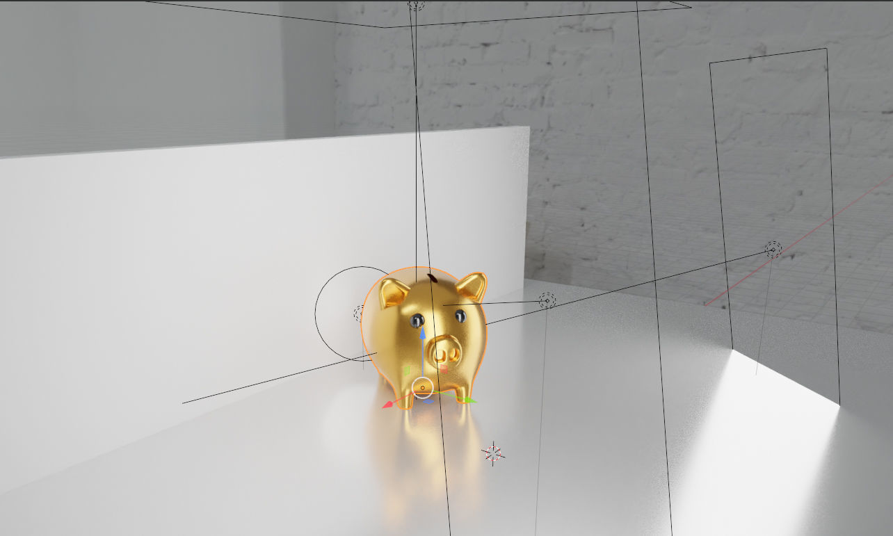 Gold Piggy Bank 3D model 3D model_9