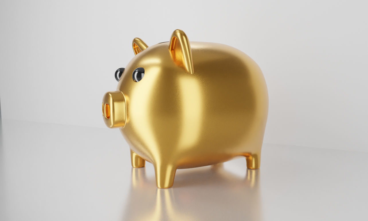 Gold Piggy Bank 3D model 3D model_1