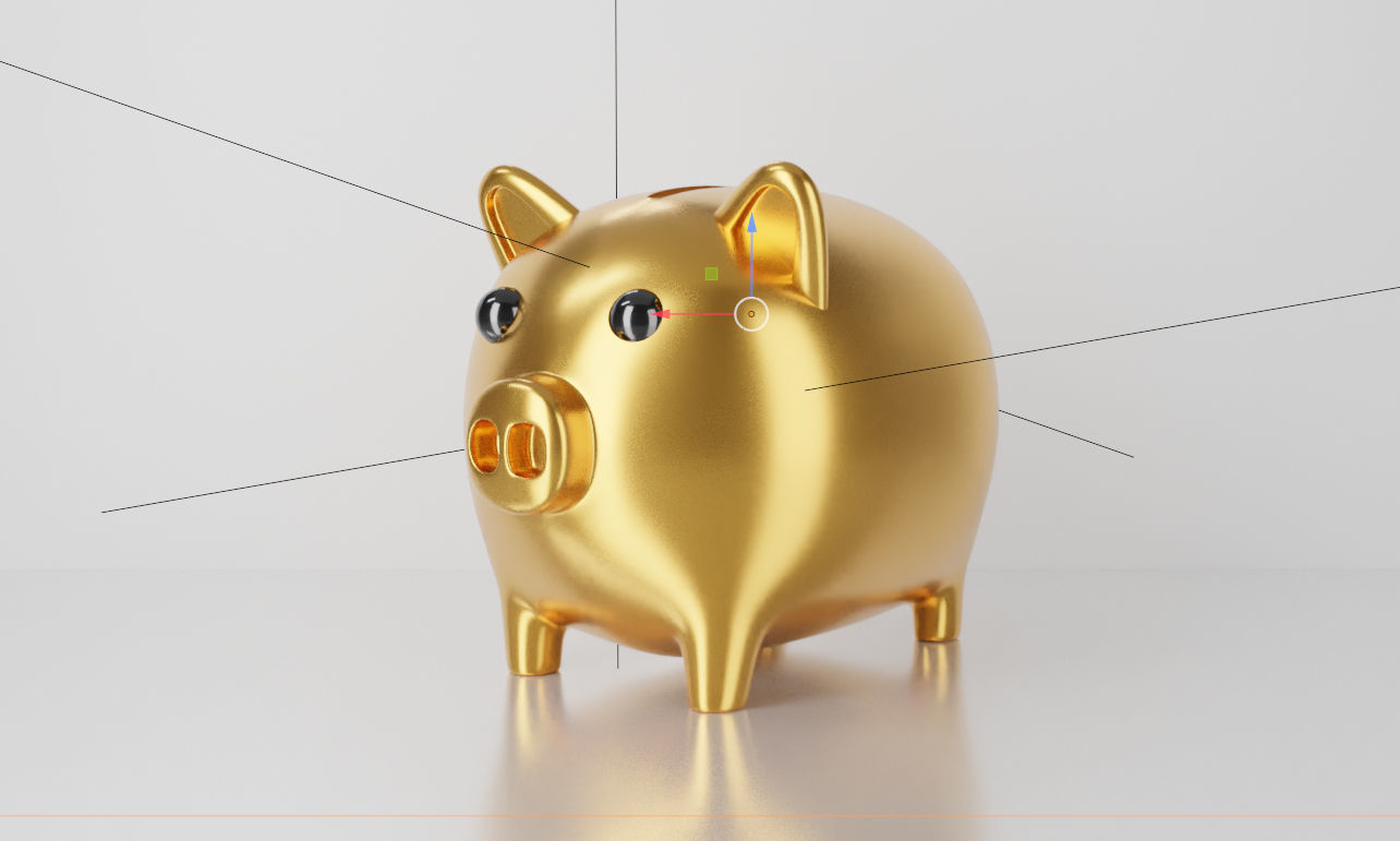 Gold Piggy Bank 3D model 3D model_4