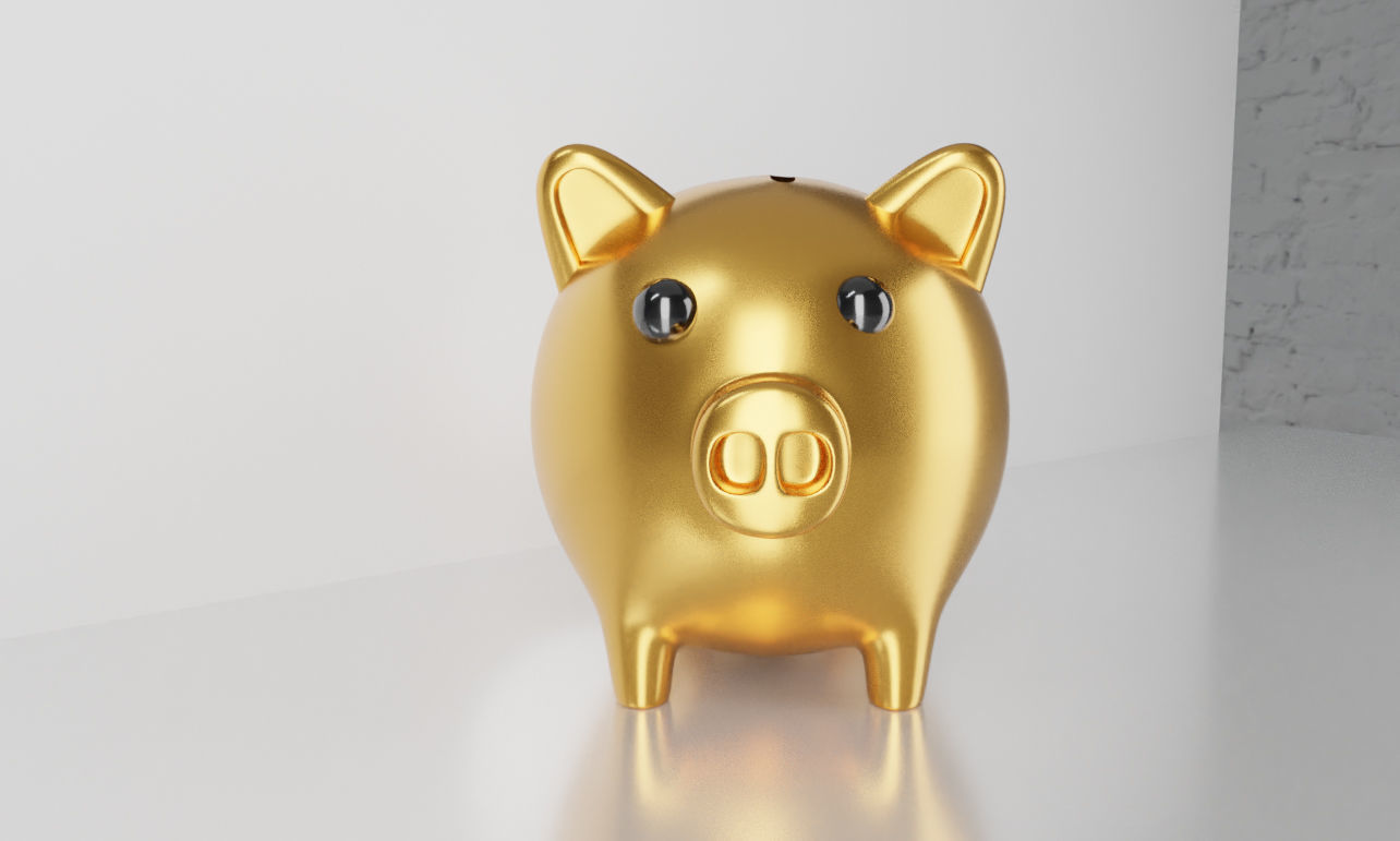 Gold Piggy Bank 3D model 3D model_3