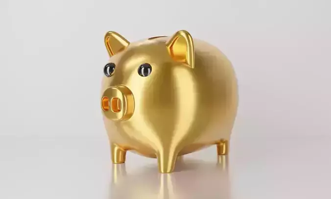 Gold Piggy Bank 3D model
