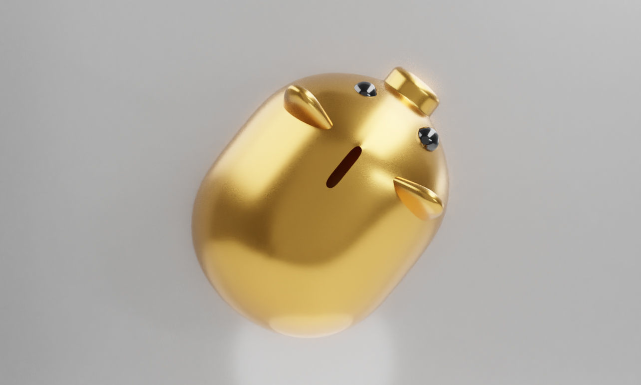 Gold Piggy Bank 3D model 3D model_2