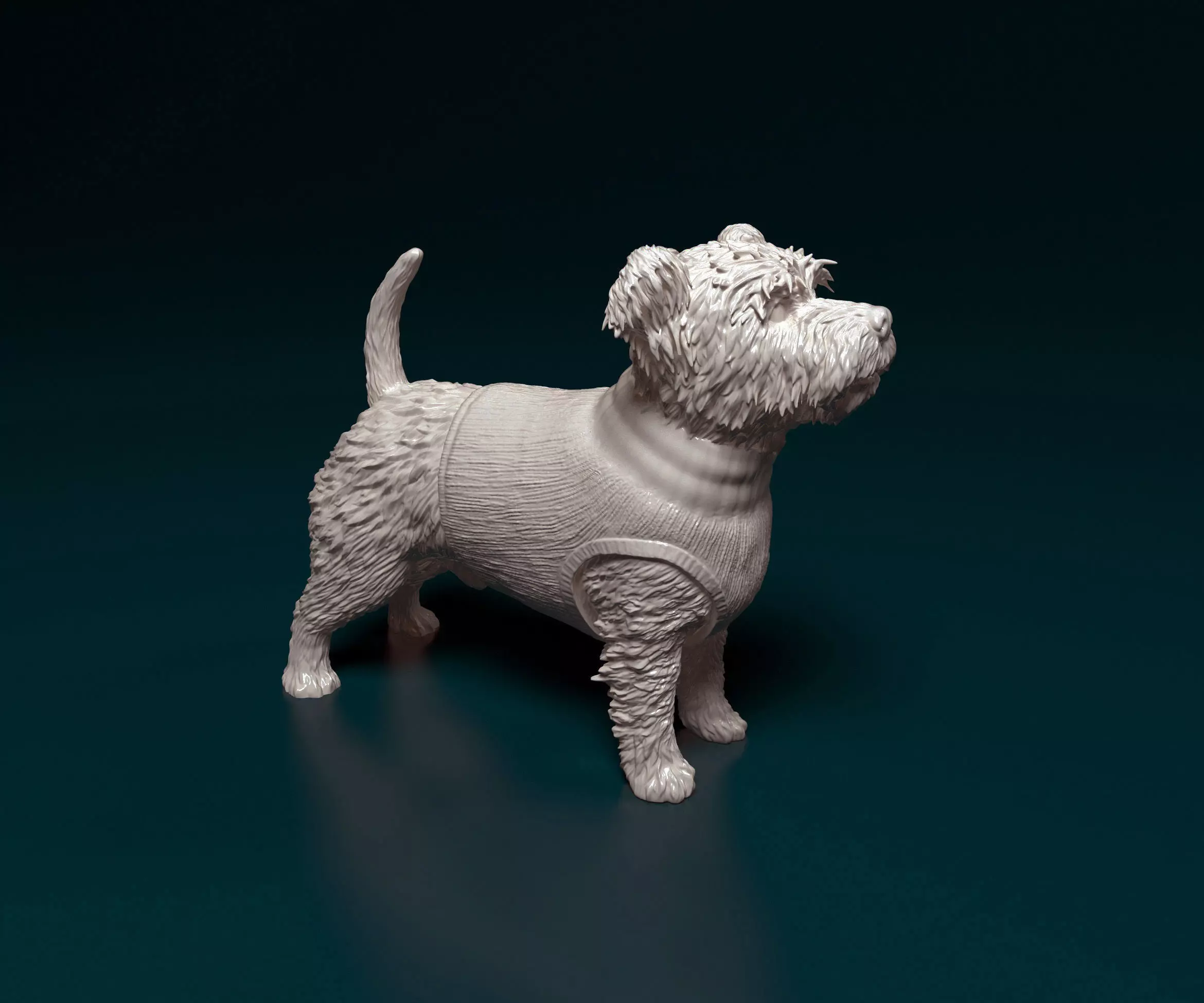 West highland white terrier in jacket 3D print model_0
