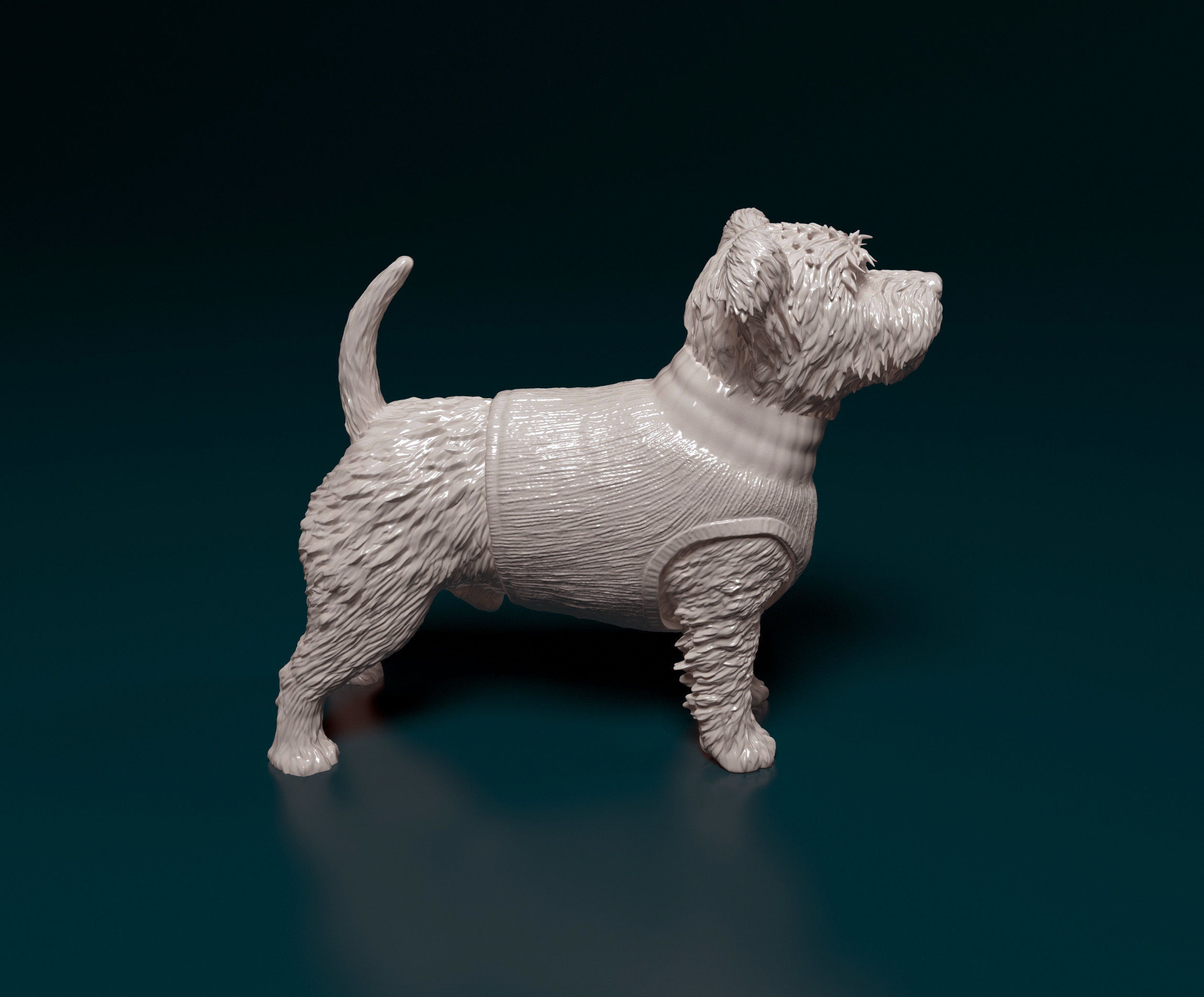 West highland white terrier in jacket 3D print model_1