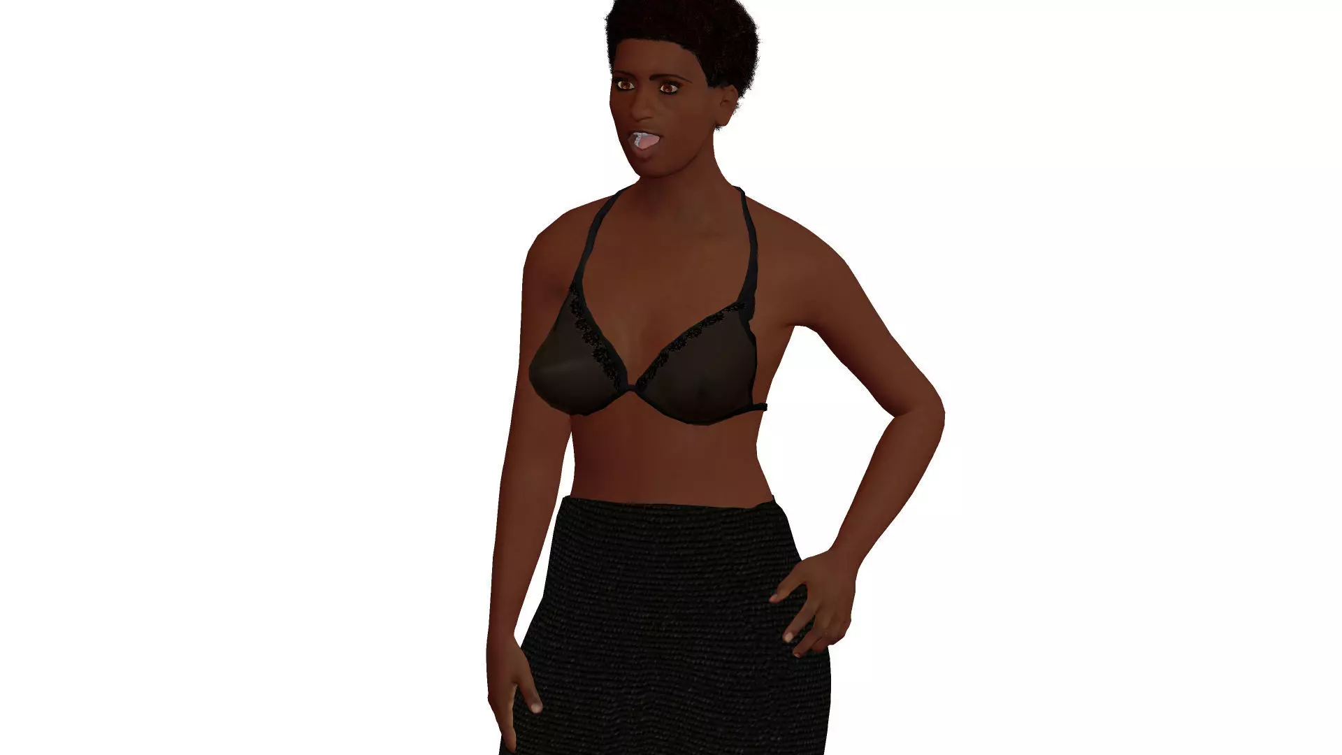Beautiful young woman Low-poly 3D model