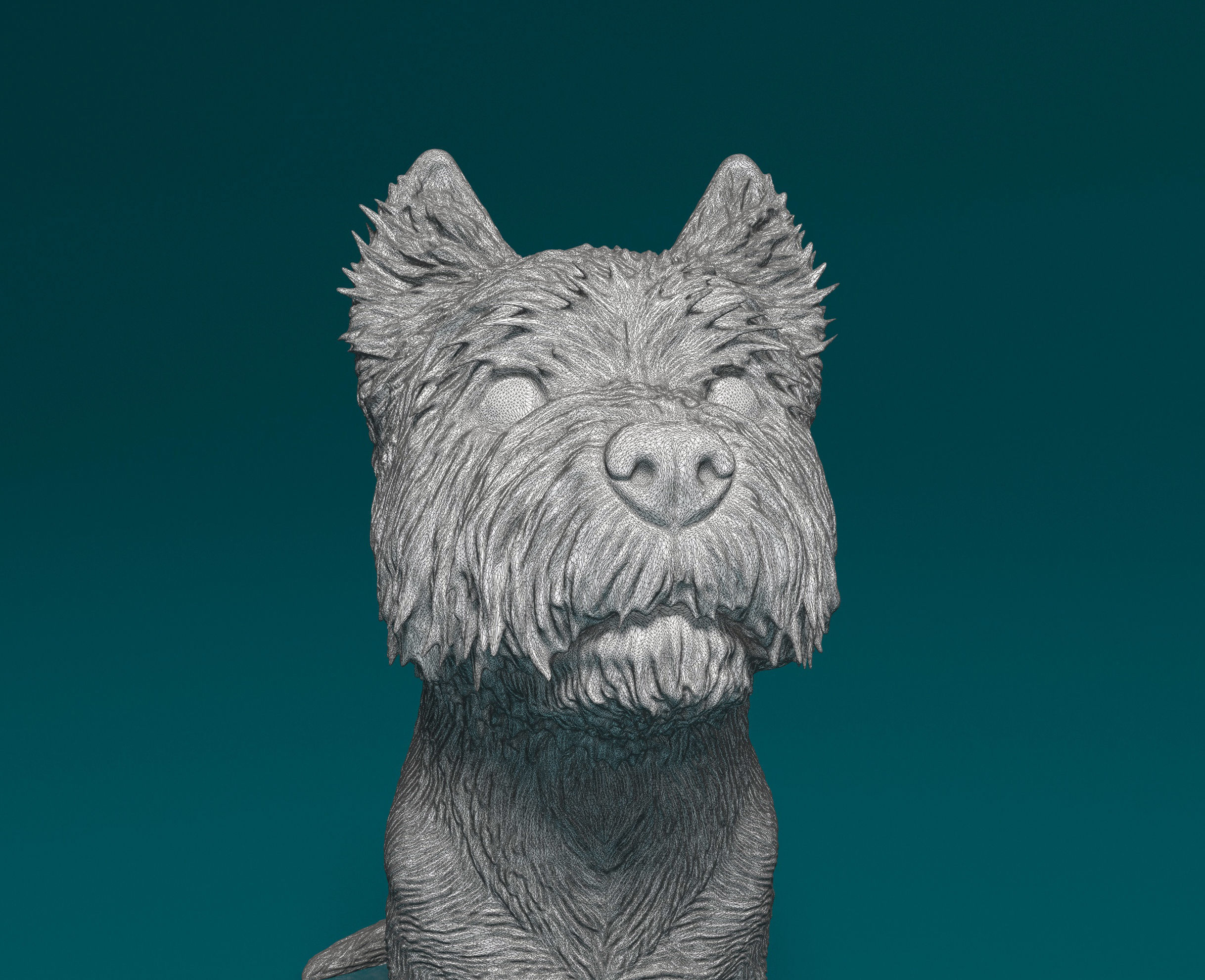 West highland white terrier sitting 3D print model_9