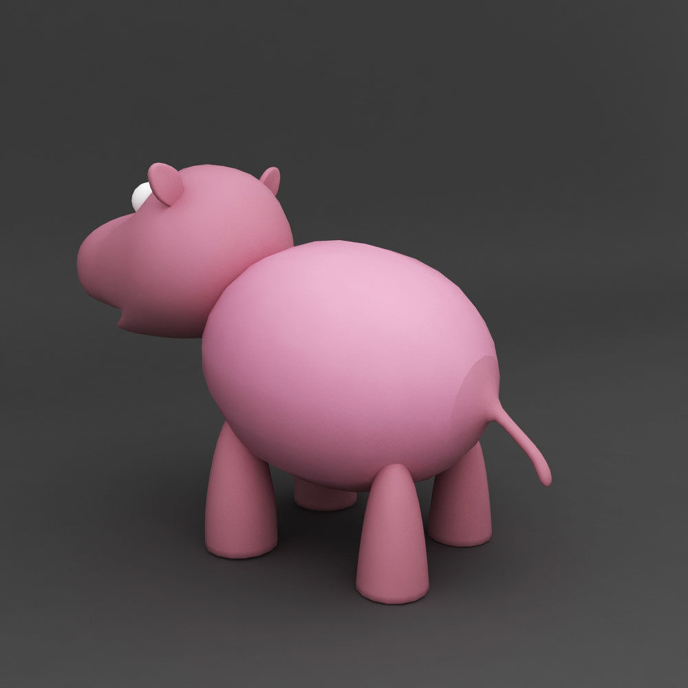 Hippo rigged cartoon 3d model Low-poly 3D model_2