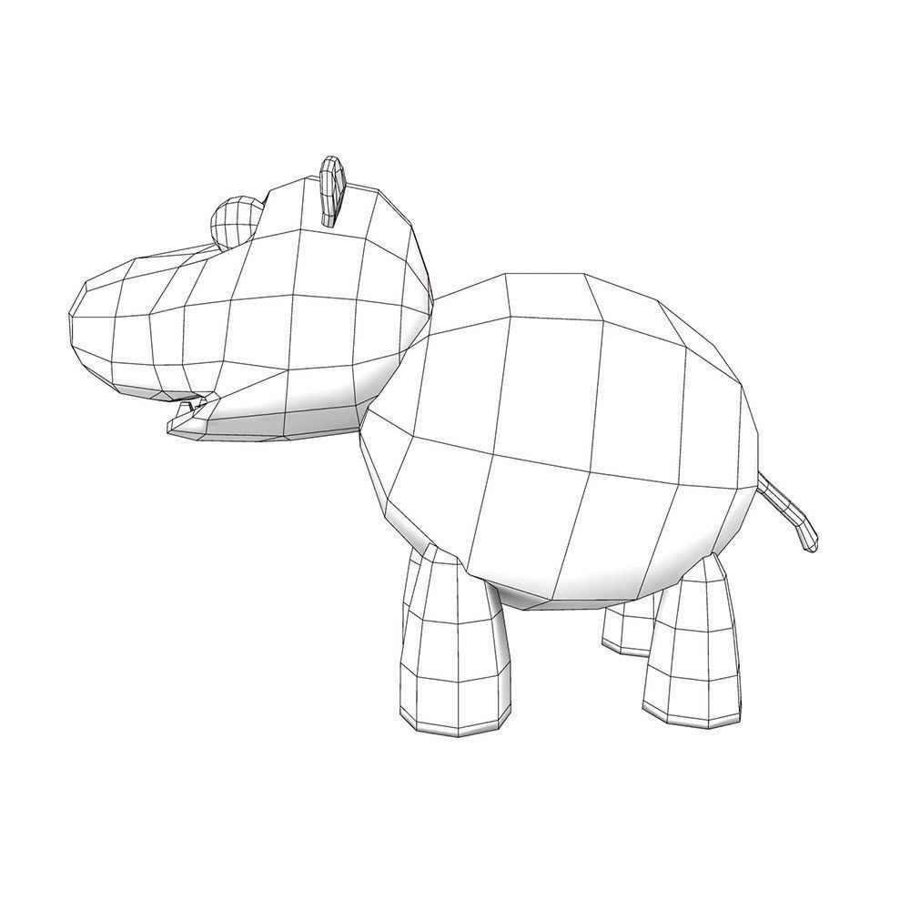 Hippo rigged cartoon 3d model Low-poly 3D model_6
