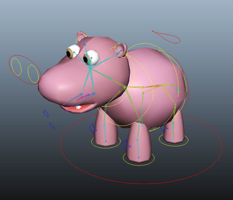 Hippo rigged cartoon 3d model Low-poly 3D model_4