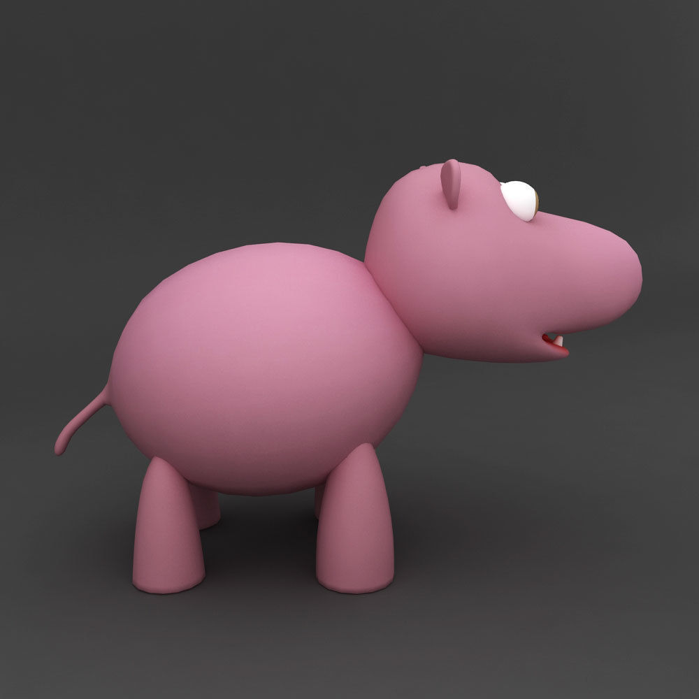 Hippo rigged cartoon 3d model Low-poly 3D model_1