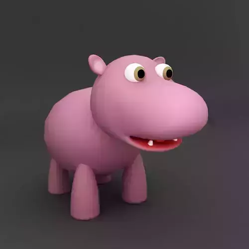 Hippo rigged cartoon 3d model