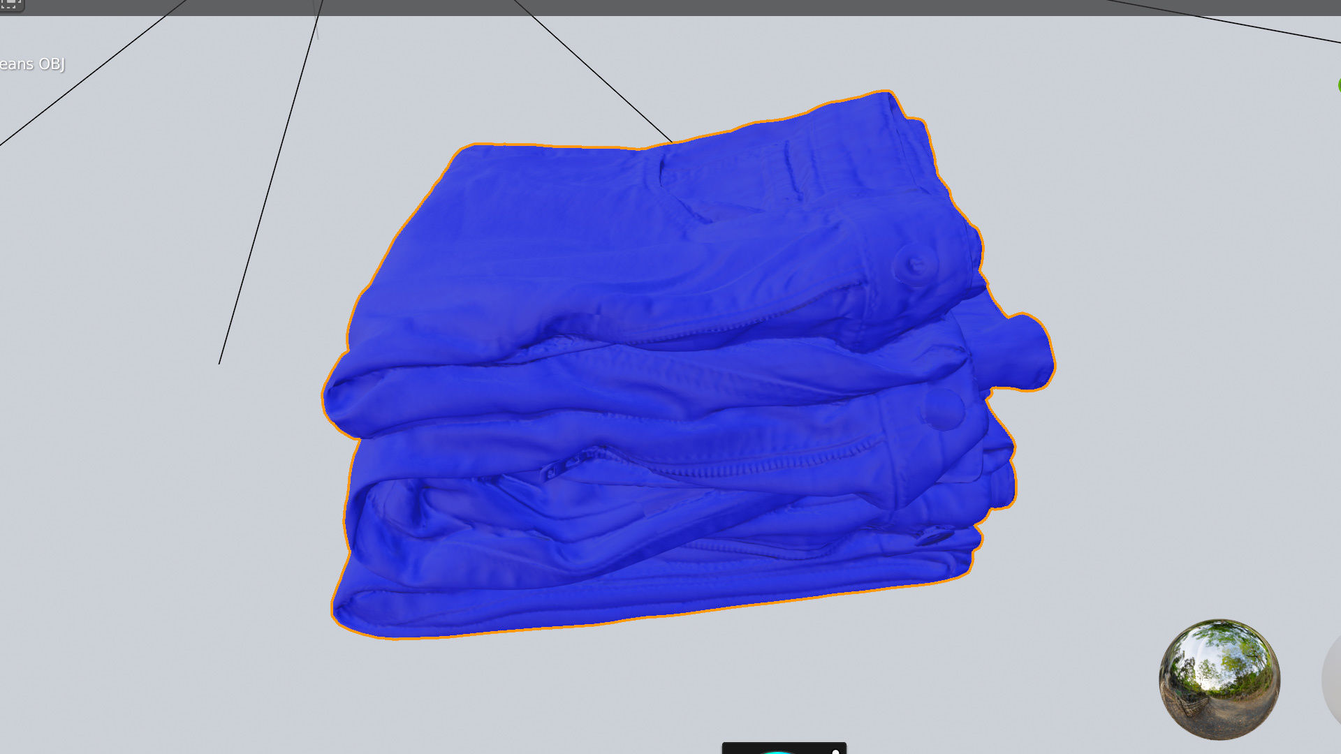 Pile or stock of folded blue jeans pants for wardrobe 3D model_5