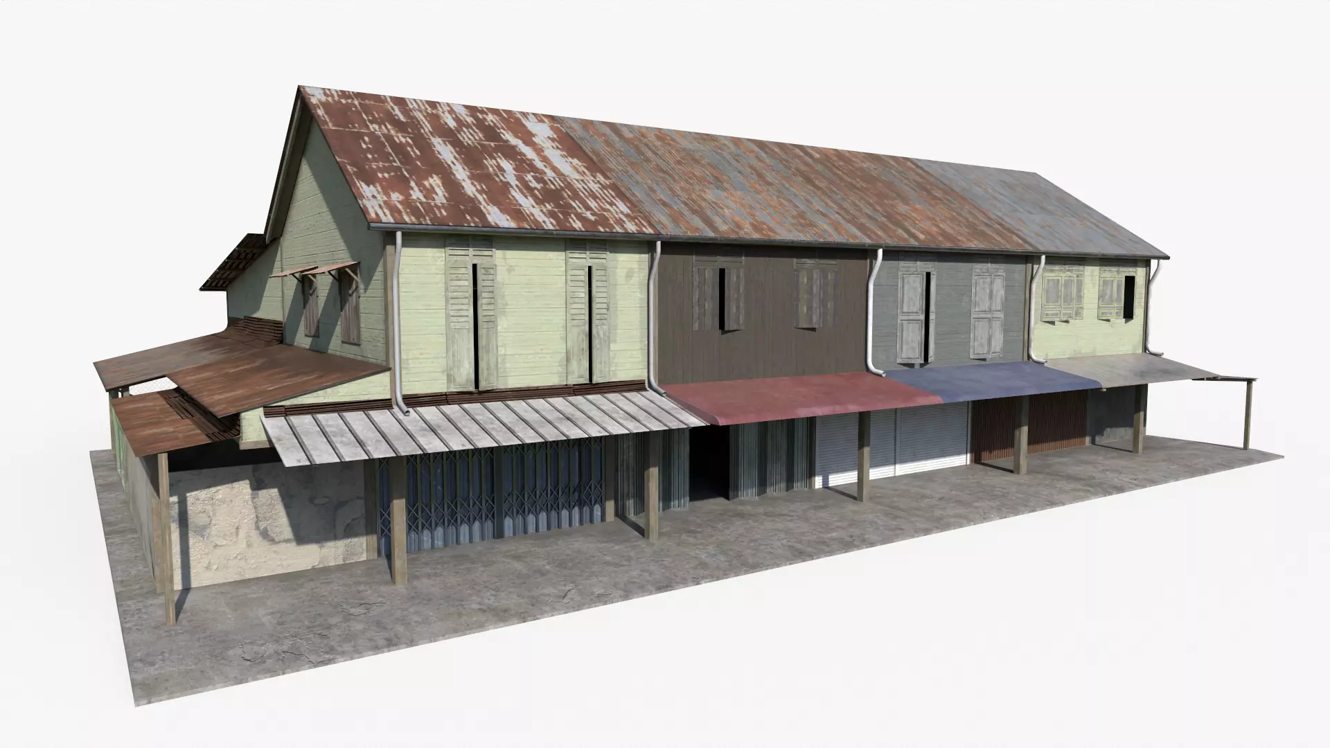 Double Storey Shoplot Low-poly 3D model