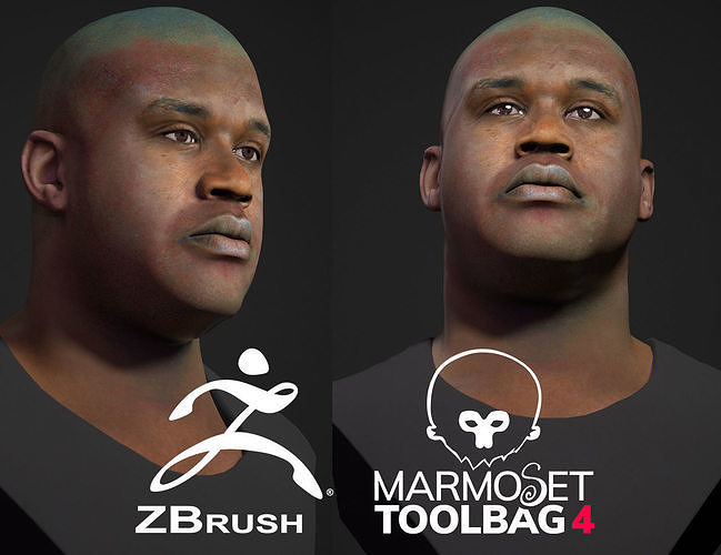 Shaquille O Neal Bust NBA player lowpoly 3D and zbrushhighpoly 3D model