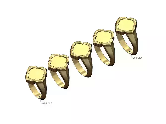 Flower shaped window signet ring US sizes 5to9