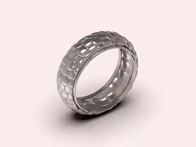 Snake skin ring sterling gold printable jewelry 3D model
