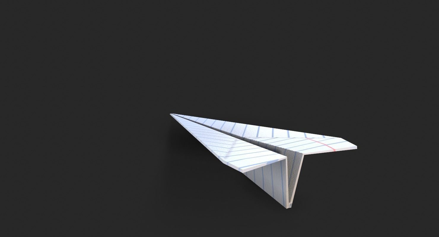 Paper Airplane A4 lined Low-poly 3D model_3