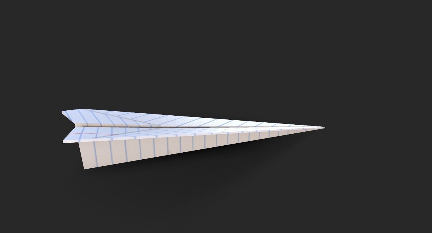 Paper Airplane A4 lined Low-poly 3D model_1