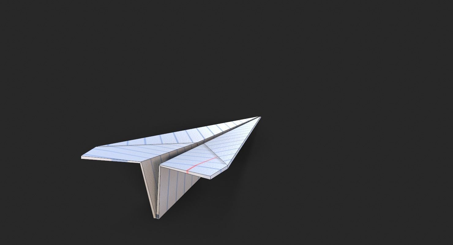 Paper Airplane A4 lined Low-poly 3D model_10