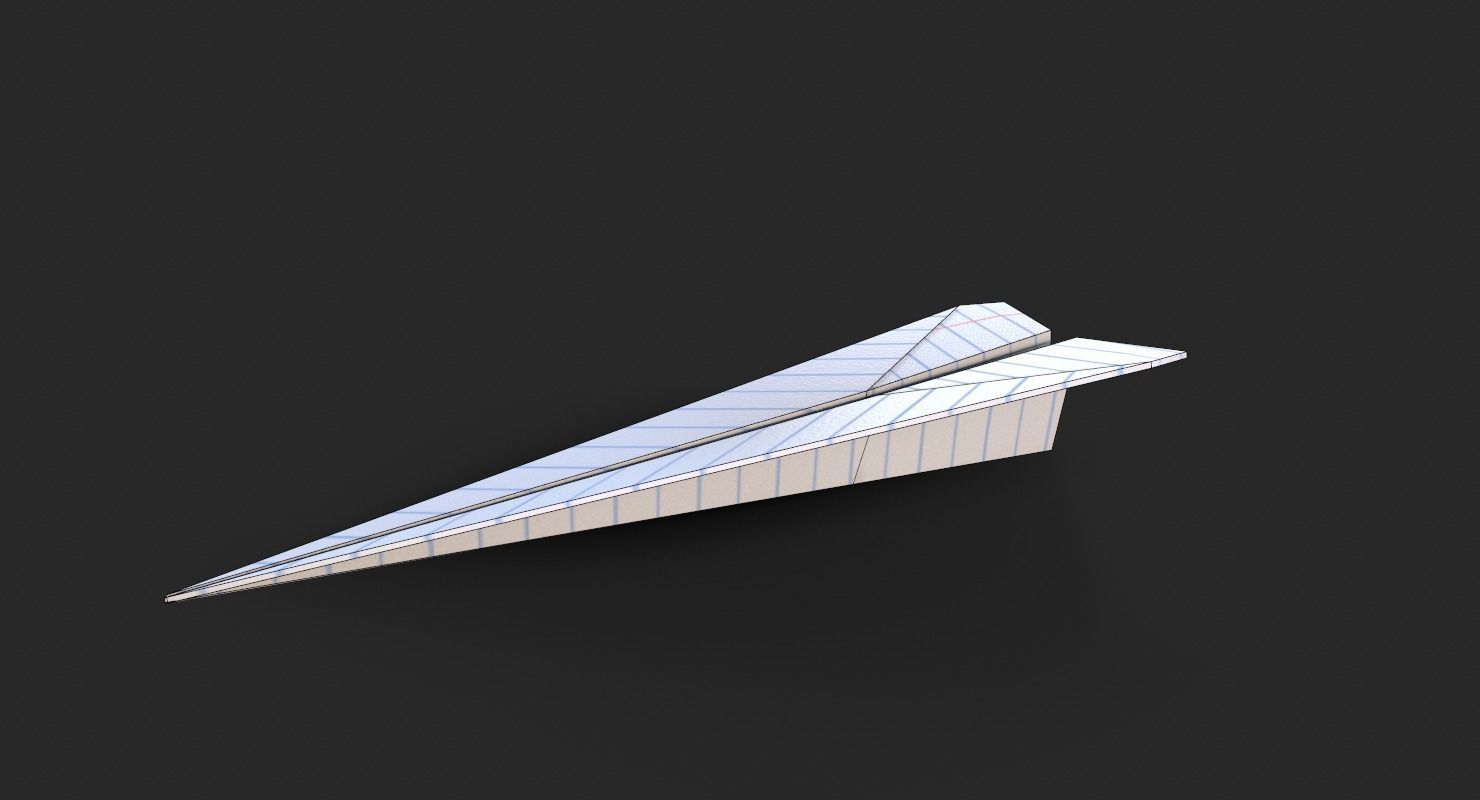 Paper Airplane A4 lined Low-poly 3D model_13