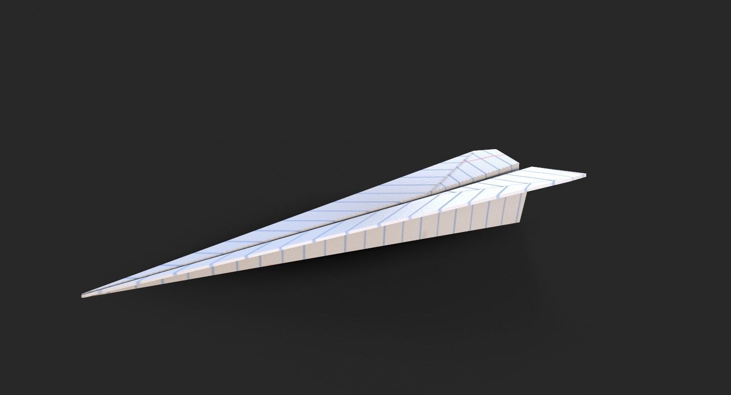 Paper Airplane A4 lined Low-poly 3D model_5