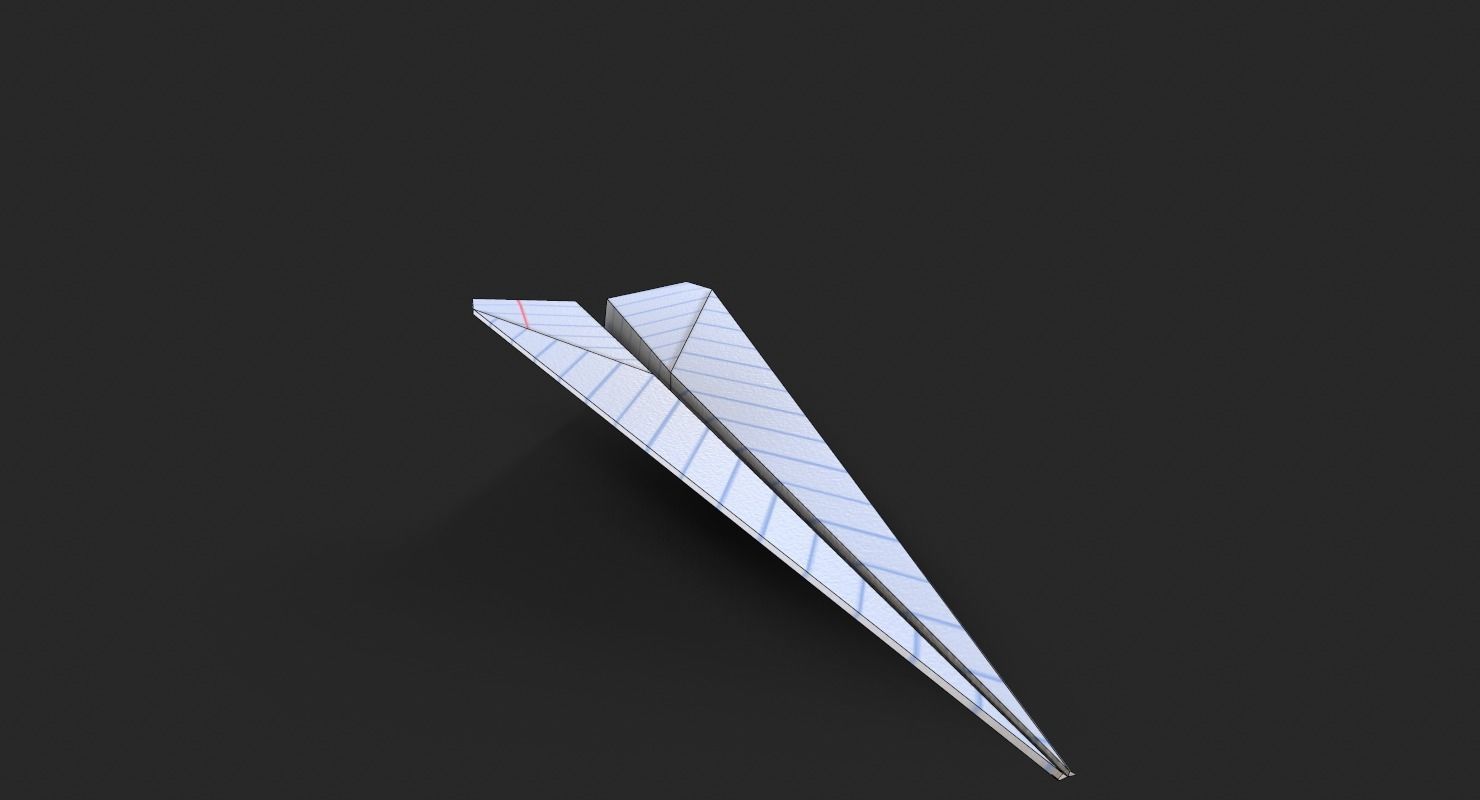 Paper Airplane A4 lined Low-poly 3D model_15