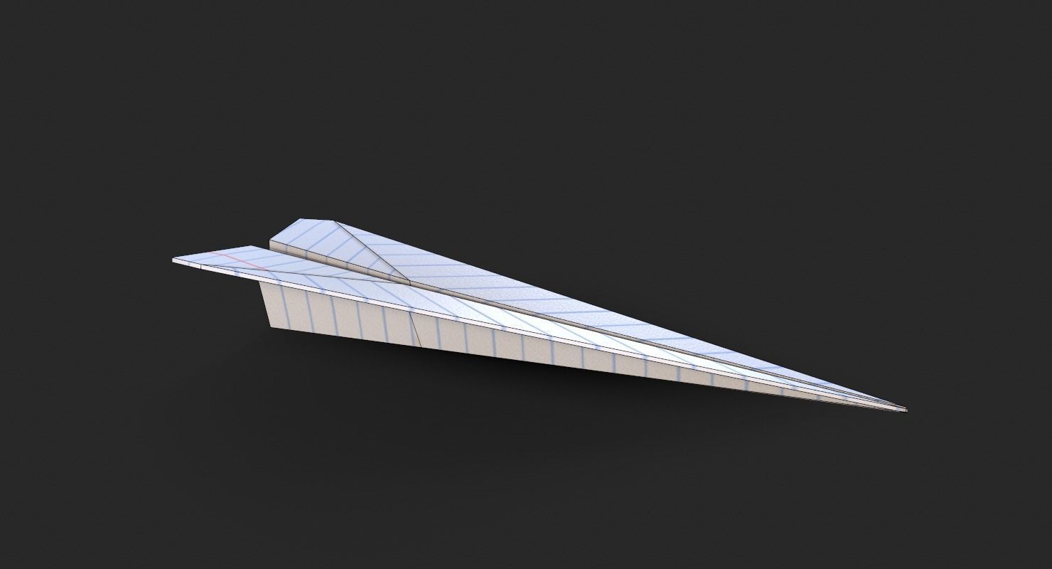 Paper Airplane A4 lined Low-poly 3D model_8
