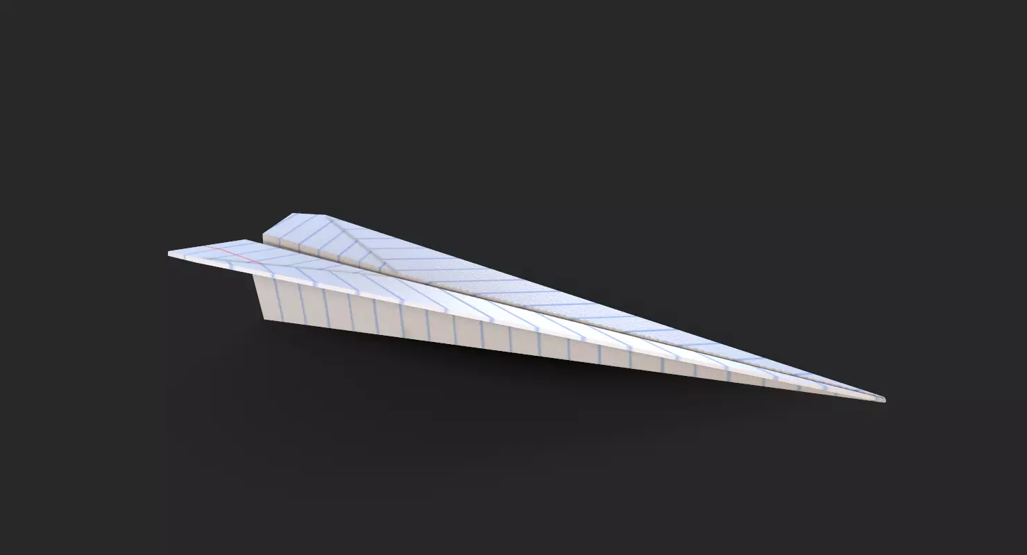 Paper Airplane A4 lined Low-poly 3D model_0