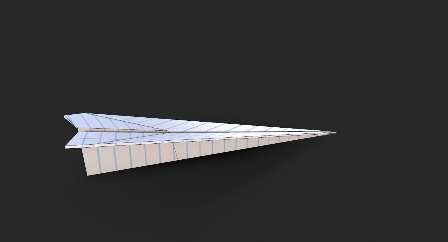Paper Airplane A4 lined Low-poly 3D model_9