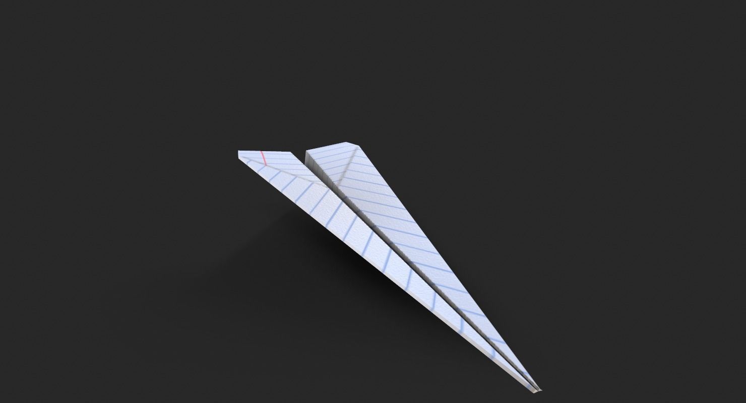 Paper Airplane A4 lined Low-poly 3D model_7