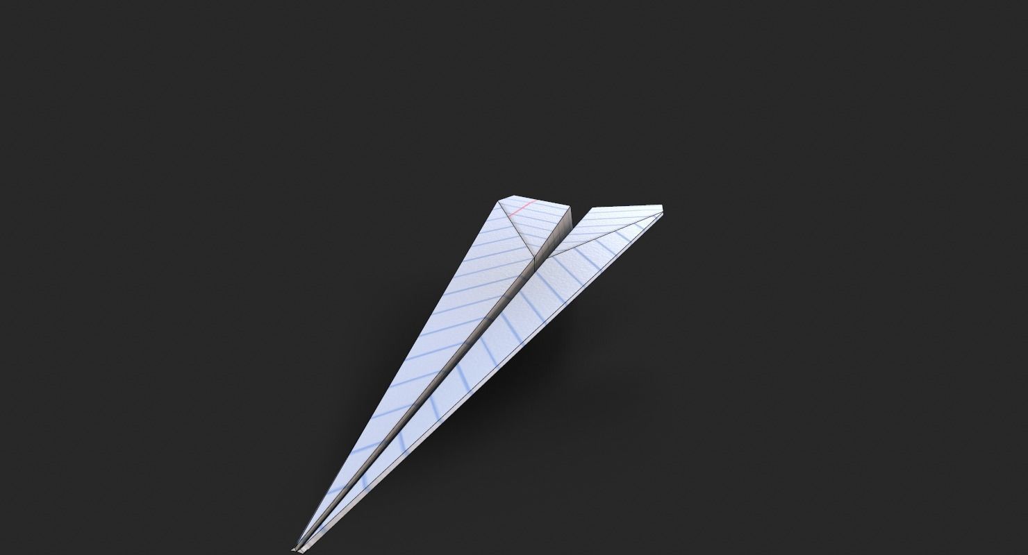 Paper Airplane A4 lined Low-poly 3D model_14