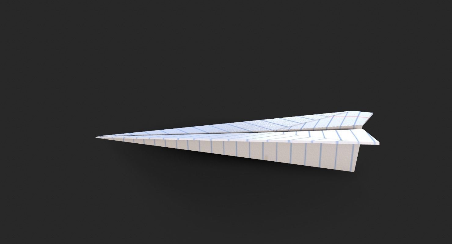 Paper Airplane A4 lined Low-poly 3D model_4