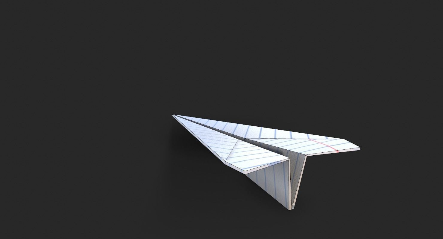 Paper Airplane A4 lined Low-poly 3D model_11