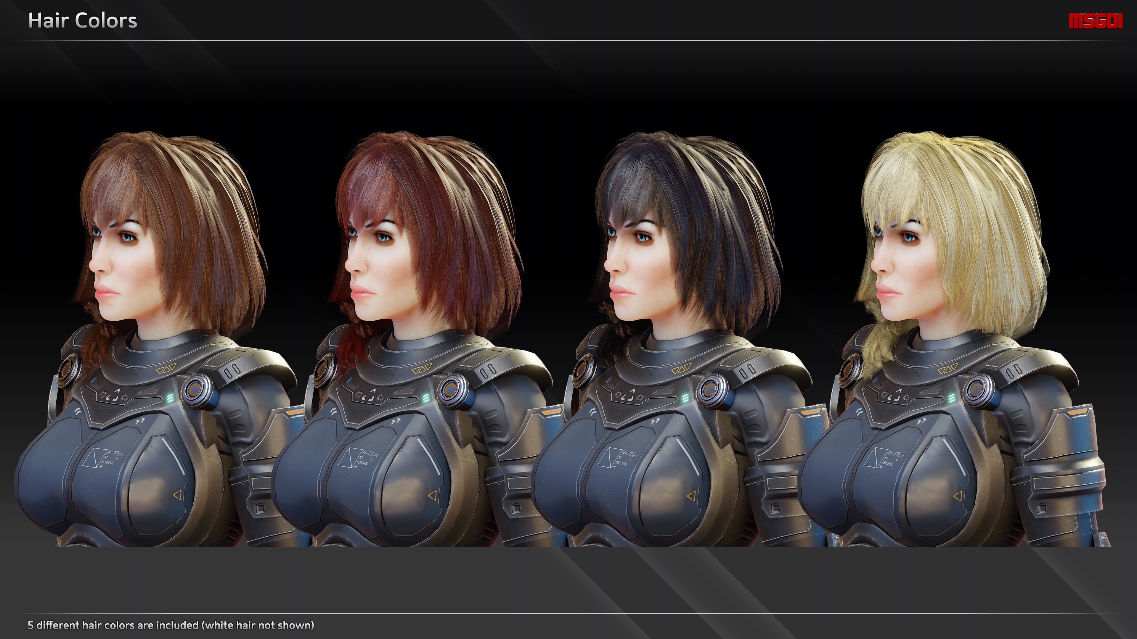 Scifi Soldier Scarlet Low-poly 3D model_9