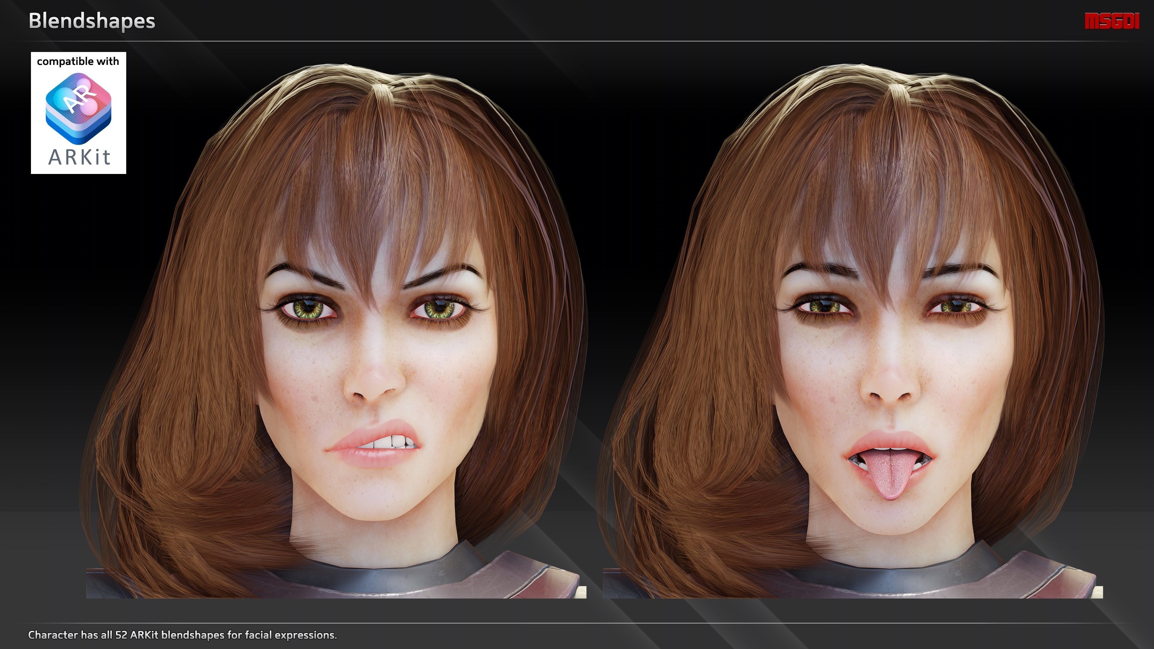 Scifi Soldier Scarlet Low-poly 3D model_7