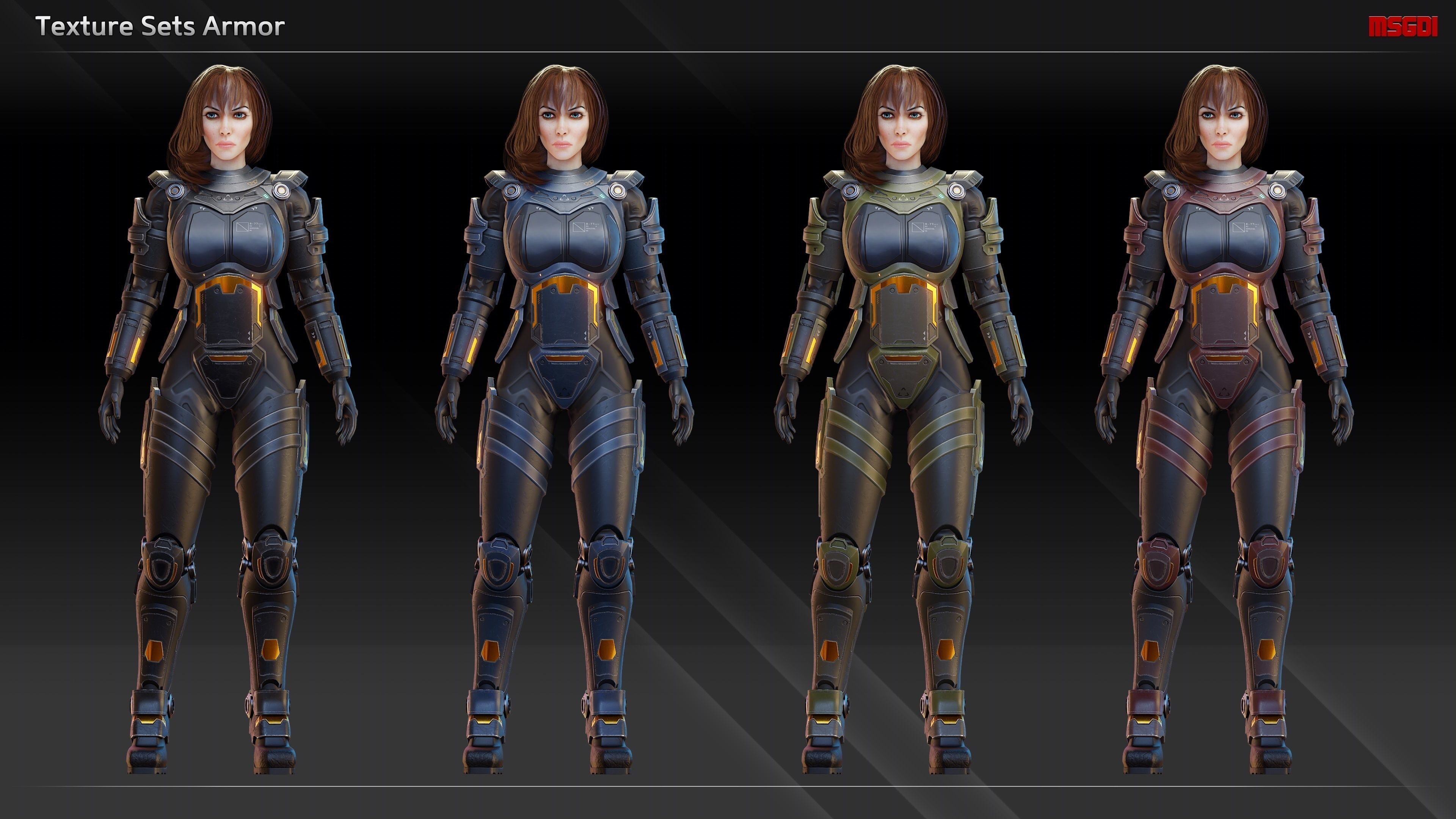 Scifi Soldier Scarlet Low-poly 3D model_18