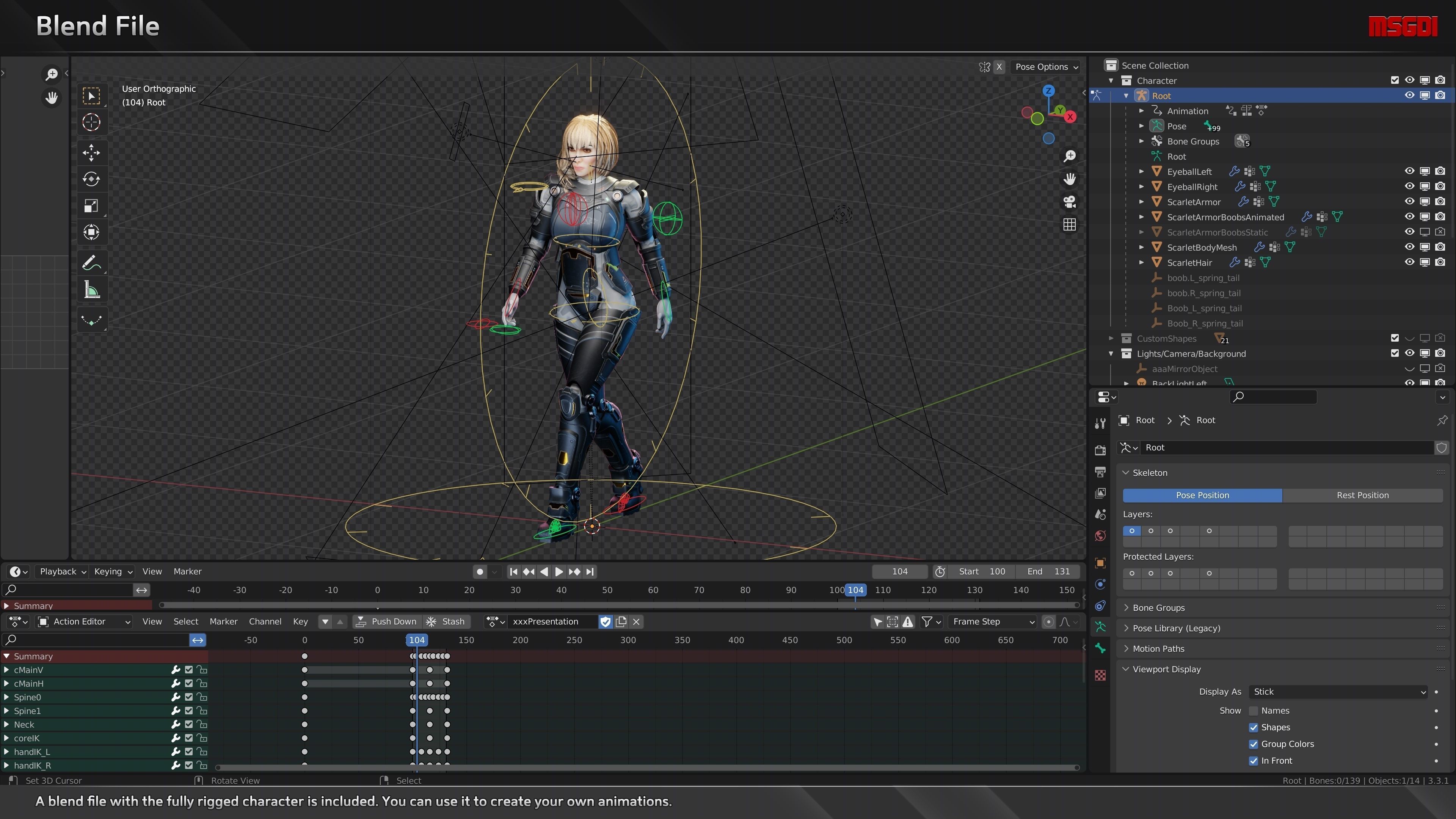 Scifi Soldier Scarlet Low-poly 3D model_6