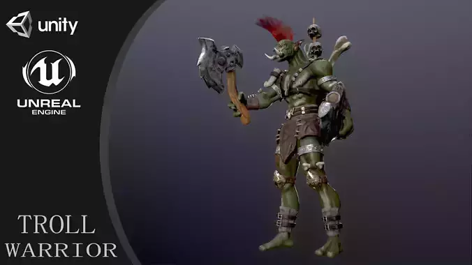 Troll warrior Low-poly 3D model