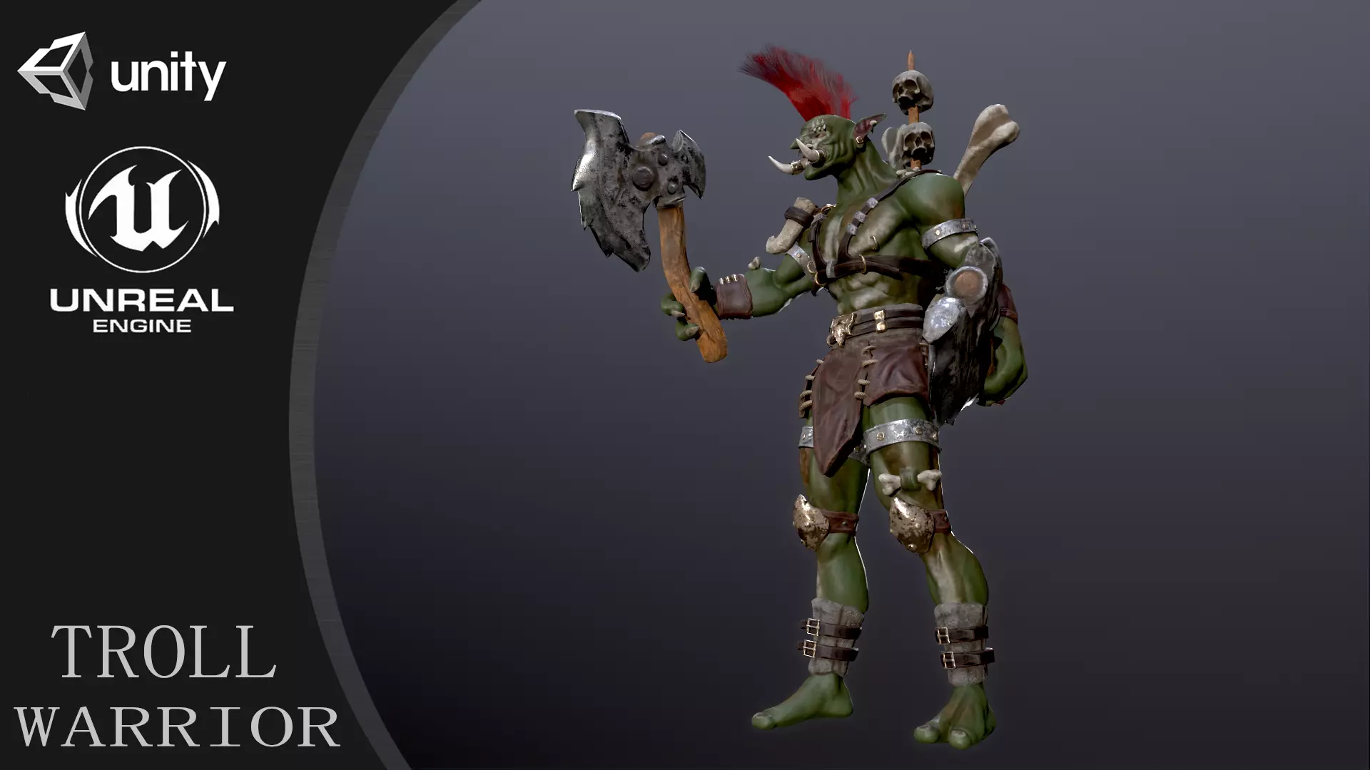 Troll warrior Low-poly 3D model_0
