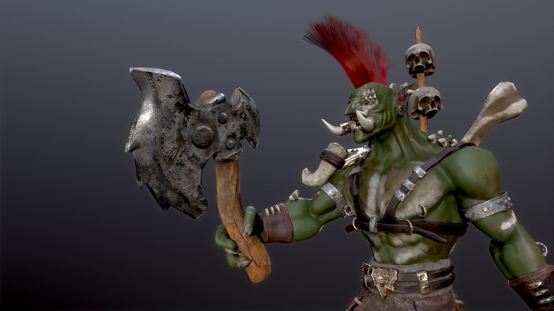 Troll warrior Low-poly 3D model_11