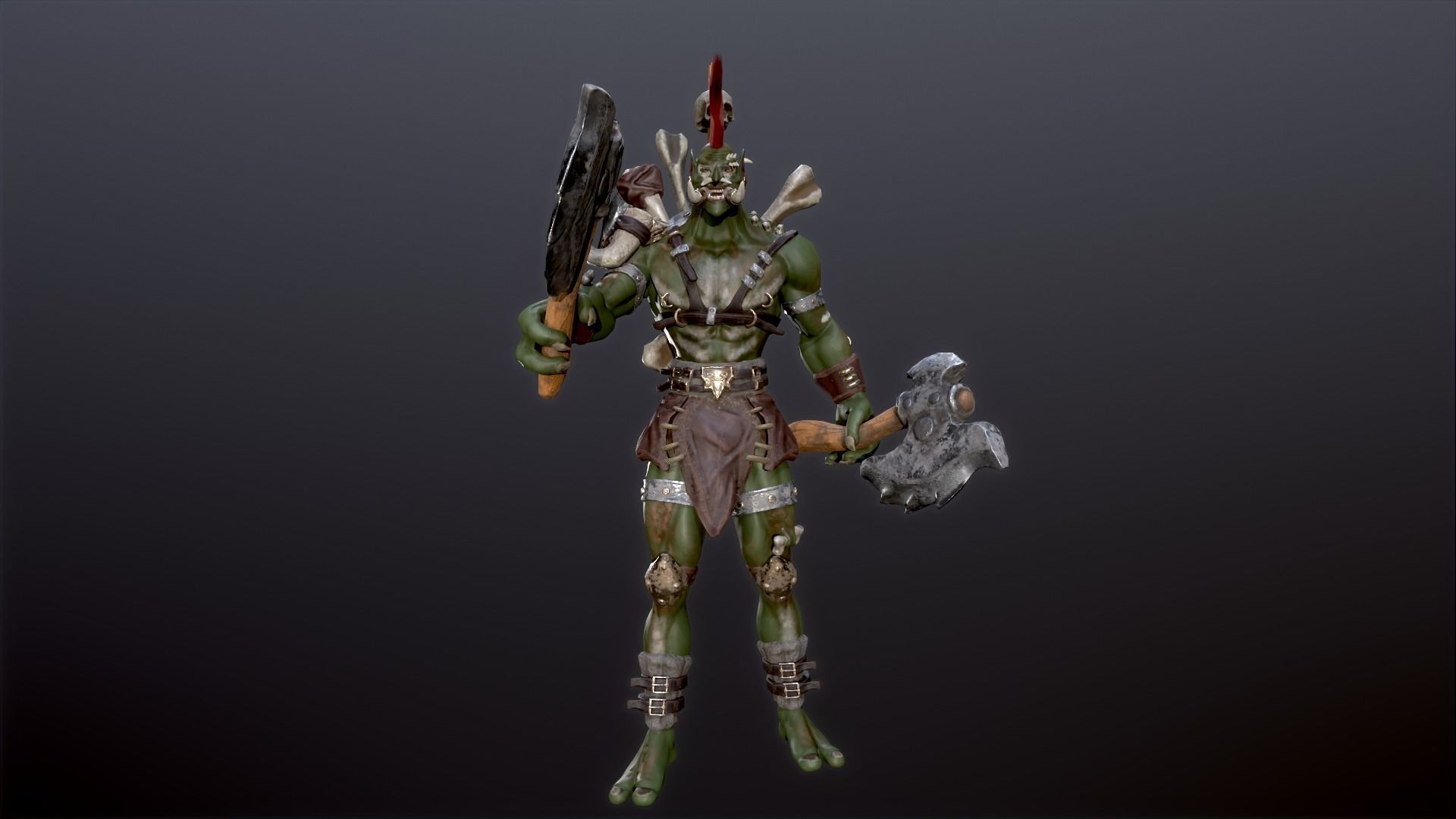 Troll warrior Low-poly 3D model_3