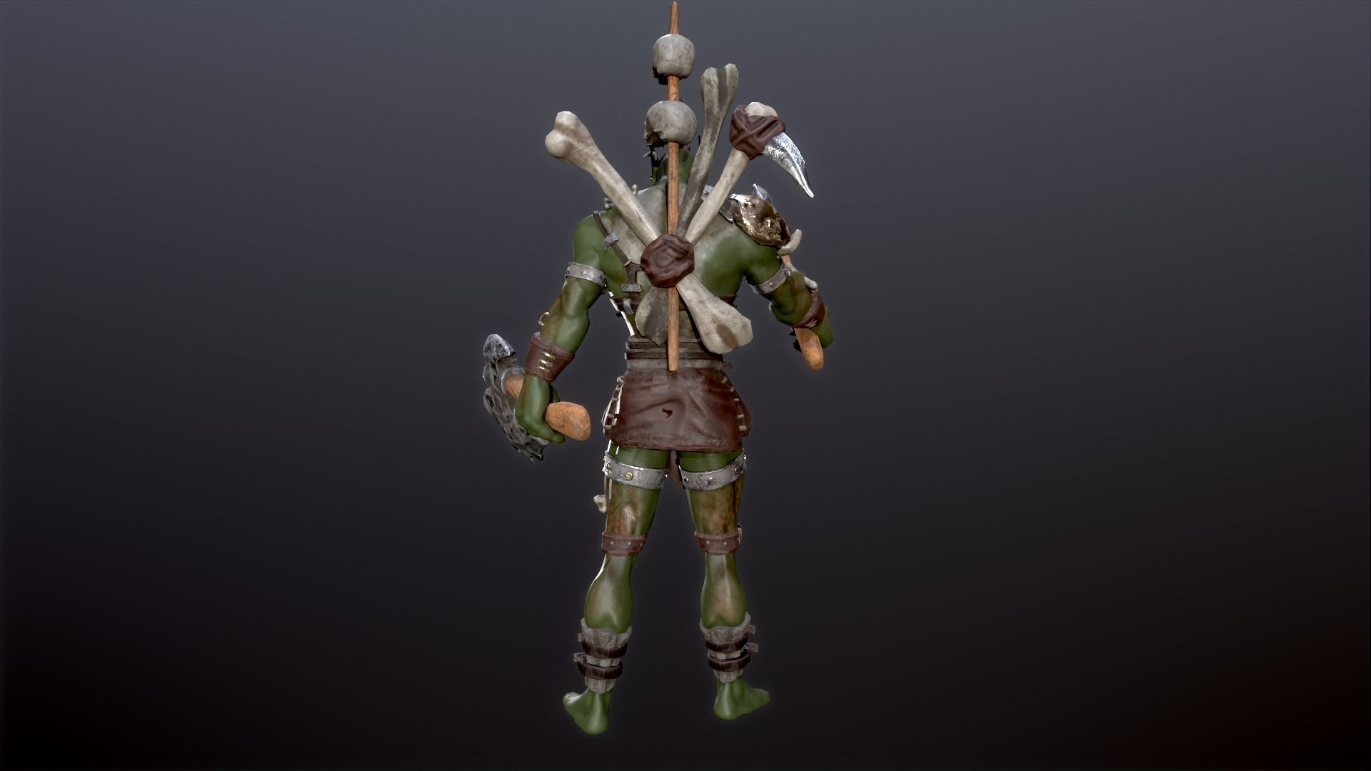 Troll warrior Low-poly 3D model_5