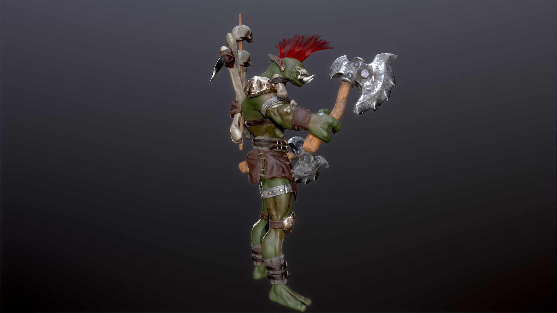 Troll warrior Low-poly 3D model_4