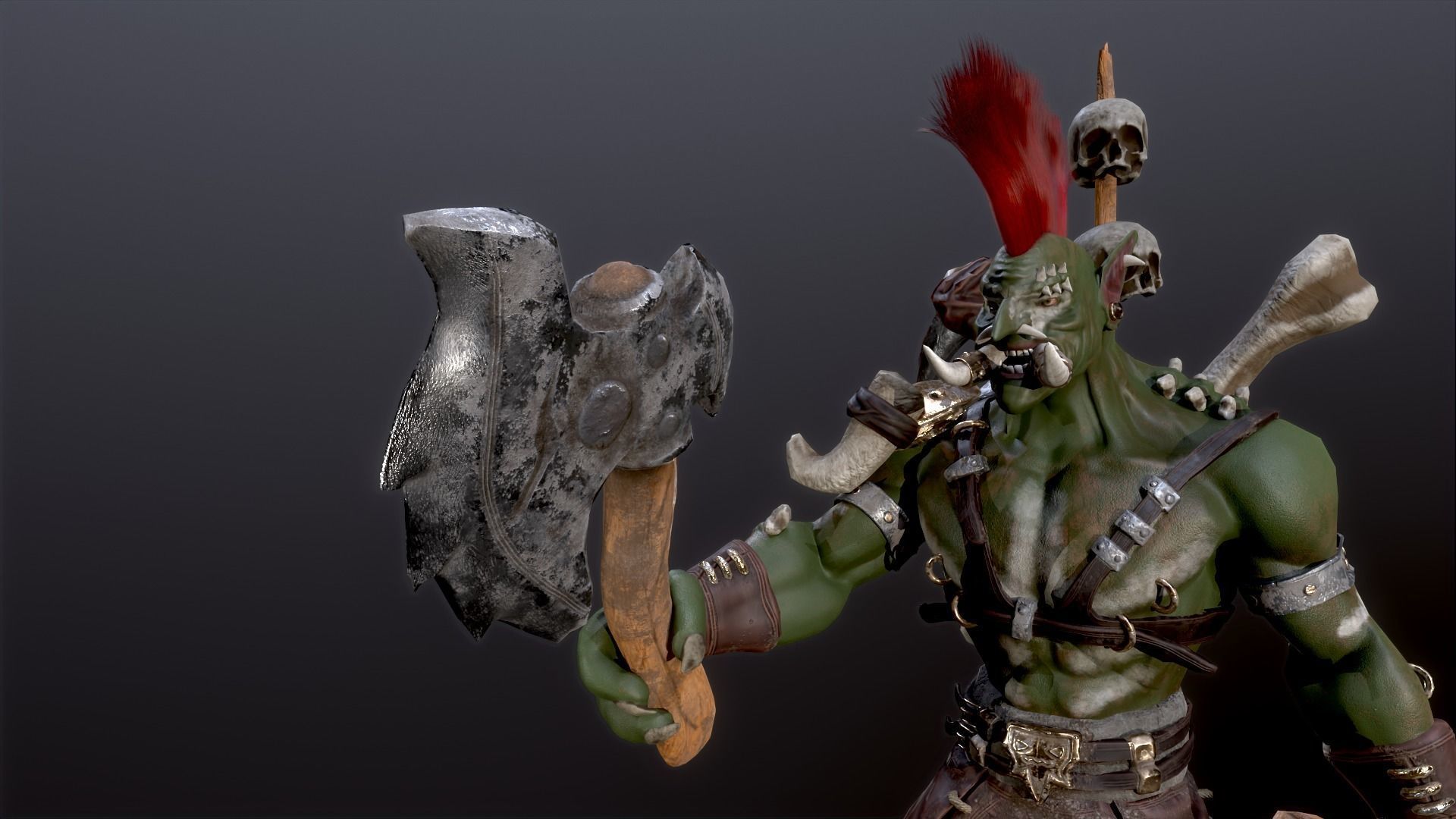 Troll warrior Low-poly 3D model_8