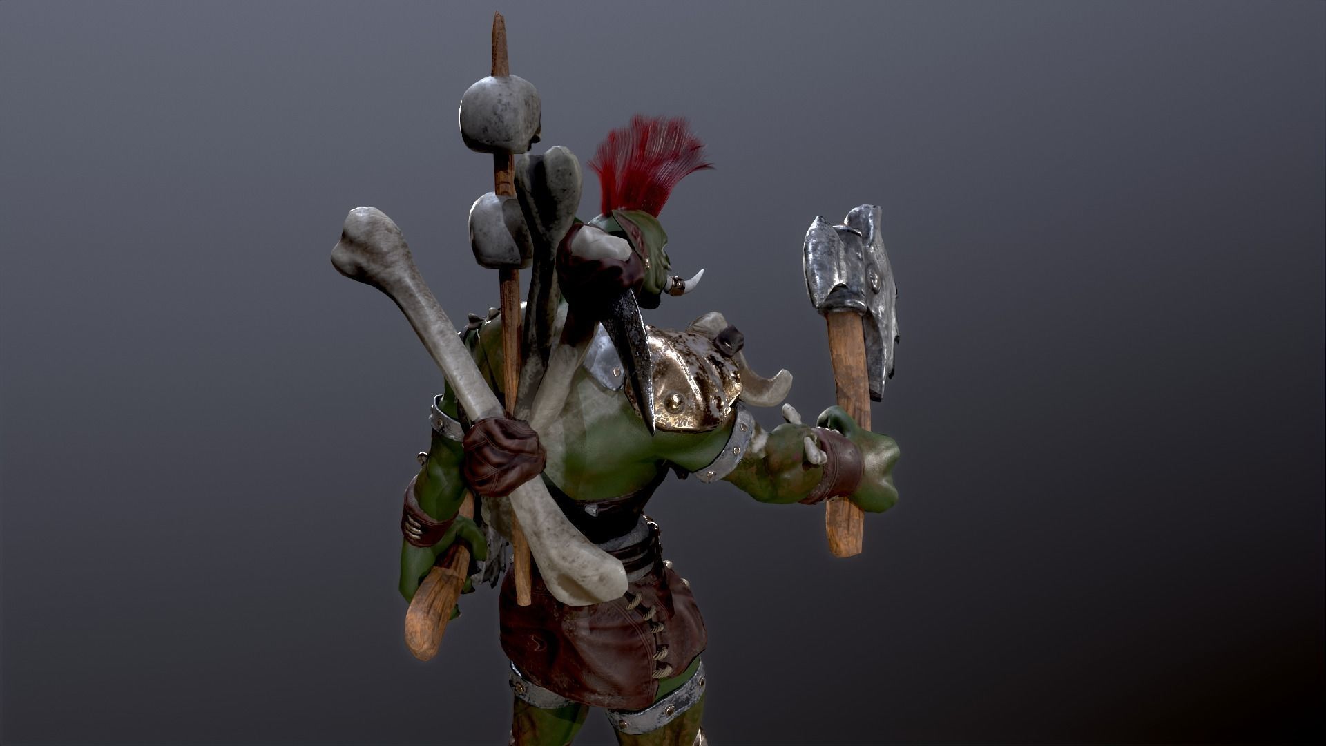 Troll warrior Low-poly 3D model_9